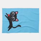 Cute Kitty Cat Heart Thief Gift voor Vriendin Theedoek (Horizontaal)