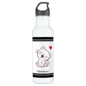 Cute Kitty Cat & Heart Waterfles (Voorkant)