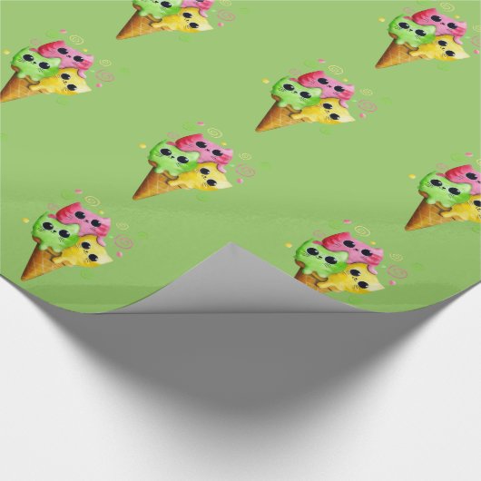 Cute Kitty Cat Ice Cream Cadeaupapier (Hoek)