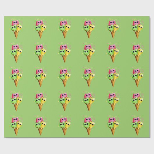 Cute Kitty Cat Ice Cream Cadeaupapier (Vlak)