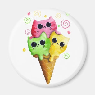 Cute Kitty Cat Ice Cream Magneet