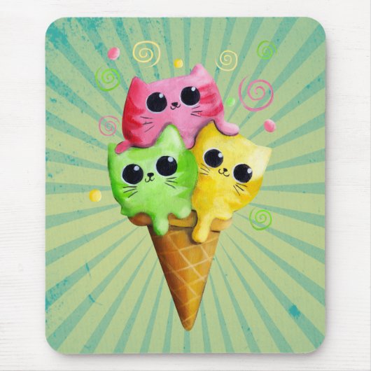Cute Kitty Cat Ice Cream Muismat (Voorkant)