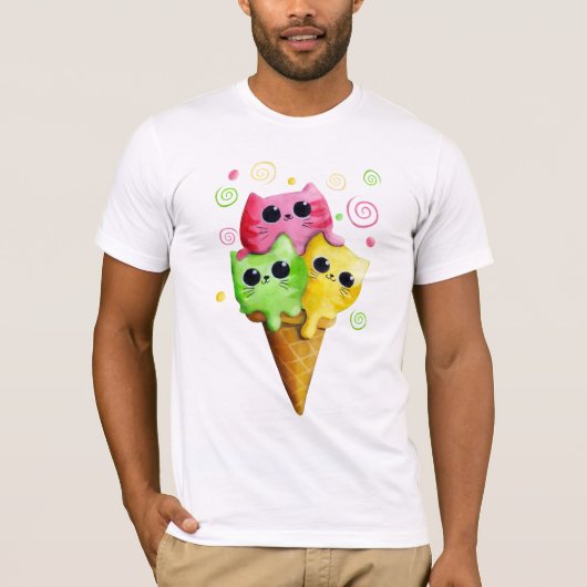 Cute Kitty Cat Ice Cream T-shirt (Voorkant)