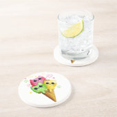 Cute Kitty Cat Ice Cream Zandsteen Onderzetter (Zijkant)