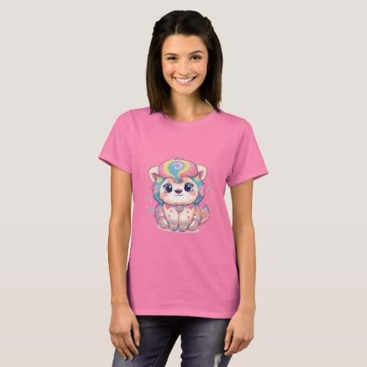 Cute Kitty Cat Illustration -Minimalistic T-shirt (Voorkant volledig)