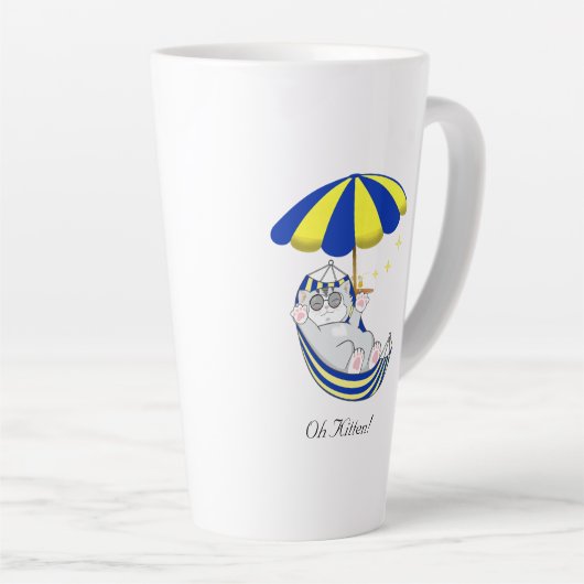 Cute Kitty Cat in Hammock Two-Tone Coffee Mok (Rechterhoek)