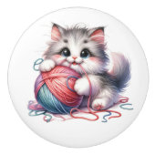 Cute Kitty Cat Keramische Knop (Voorkant)