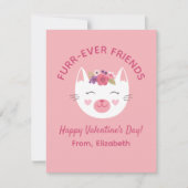 Cute Kitty Cat Kinder Valentijnsdag Classroom Notitiekaartje (Voorkant)