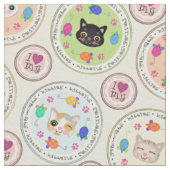 Cute Kitty Cat Lover's Pattern Stof (Close Up)