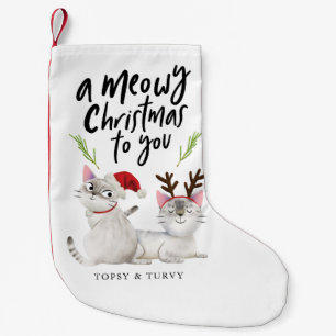 Cute Kitty Cat Meowy Kerstmis Kleine Kerstsok