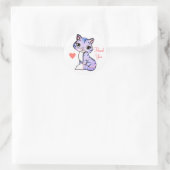 Cute kitty cat met hart Dank je wel Ronde Sticker (Tas)