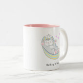 Cute Kitty Cat met hart in Hammock Tweekleurige Koffiemok (Voorkant rechts)
