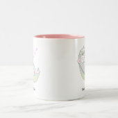 Cute Kitty Cat met hart in Hammock Tweekleurige Koffiemok (Center)