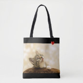 Cute Kitty Cat met hart op zwart Tote Bag (Voorkant)