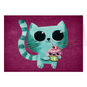Cute Kitty Cat met Kawaii Cupcake