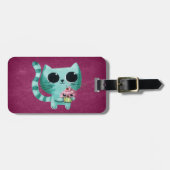 Cute Kitty Cat met Kawaii Cupcake Bagagelabel (Voorkant horizontaal)