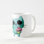 Cute Kitty Cat met Kawaii Cupcake Koffiemok (Voorkant rechts)
