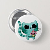 Cute Kitty Cat met Kawaii Cupcake Ronde Button 5,7 Cm (Voorkant /achterkant)