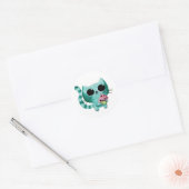 Cute Kitty Cat met Kawaii Cupcake Ronde Sticker (Envelop)