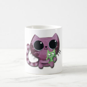 Cute Kitty Cat met Little Green Monster Koffiemok