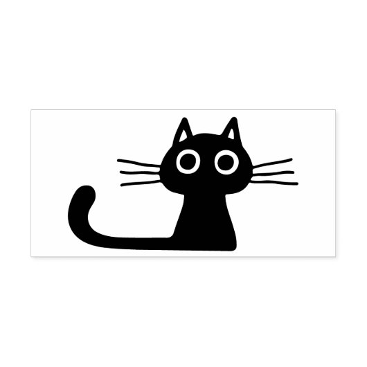 Cute Kitty Cat met Long Whiskers en Long Tail Rubberstempel (Afrduk)