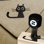 Cute Kitty Cat met Long Whiskers en Long Tail Rubberstempel