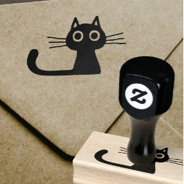 Cute Kitty Cat met Long Whiskers en Long Tail Rubberstempel