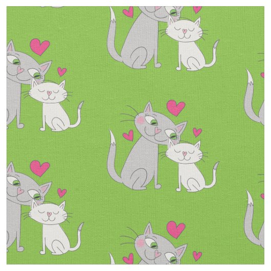 Cute Kitty Cat Nursery Decor Fabric Stof (Close Up)