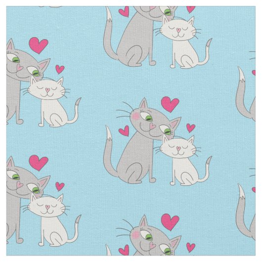 Cute Kitty Cat Nursery Decor Fabric Stof (Close Up)