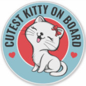 Cute Kitty/Cat op het bord Ronde Auto Sticker (Voorkant)