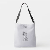 Cute kitty cat op lichtgrijs crossbody tas (Achterkant)