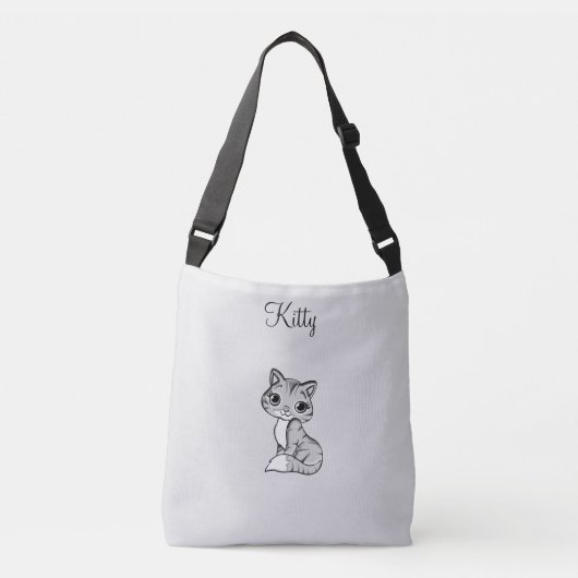 Cute kitty cat op lichtgrijs crossbody tas (Voorkant)