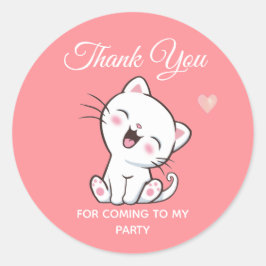 Cute Kitty Cat op Roze Dank je Ronde Sticker