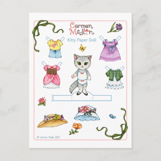 Cute Kitty Cat Paper Briefkaart (Voorkant)