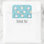 Cute Kitty Cat Pattern Fantastisch Hartelijk dank Vierkante Sticker (Tas)
