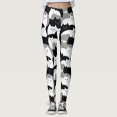 Cute Kitty Cat Pattern in Black, White en Grey Le Leggings (Voorkant)
