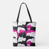 Cute Kitty Cat Pattern roze en Black Tote Bag (Achterkant)
