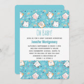 Cute Kitty Cat Pattern Whimsical Baby shower Kaart (Voorkant / Achterkant)