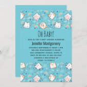 Cute Kitty Cat Pattern Whimsical Baby shower Kaart (Voorkant / Achterkant)