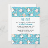 Cute Kitty Cat Pattern Whimsical Baby shower Uitnodiging Briefkaart (Voorkant / Achterkant)