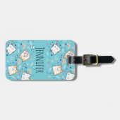 Cute Kitty Cat Pattern Whimsical Bagagelabel (Voorkant horizontaal)