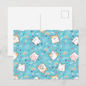 Cute Kitty Cat Pattern Whimsical Briefkaart (Voorkant / Achterkant)