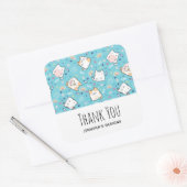 Cute Kitty Cat Pattern Whimsical Business Vierkante Sticker (Envelop)