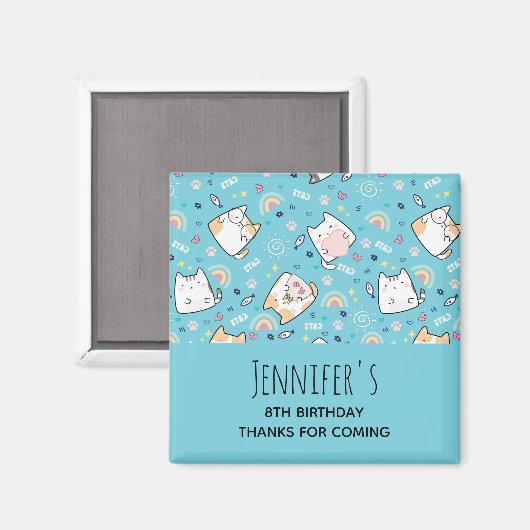 Cute Kitty Cat Pattern Whimsical Dag Magneet (Voorkant / Achterkant)