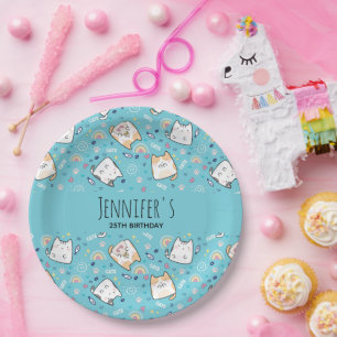Cute Kitty Cat Pattern Whimsical Dag Papieren Bordje