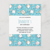 Cute Kitty Cat Pattern Whimsical Dag Uitnodiging Briefkaart (Voorkant)