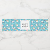 Cute Kitty Cat Pattern Whimsical Dag Waterfles Etiket (Enkel label)