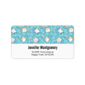 Cute Kitty Cat Pattern Whimsical Etiket (Voorkant)