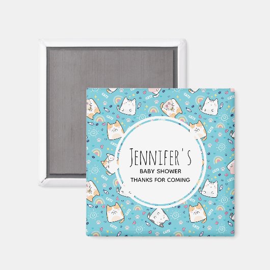 Cute Kitty Cat Pattern Whimsical Event Magneet (Voorkant / Achterkant)