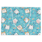 Cute Kitty Cat Pattern Whimsical Groot Cadeauzakje (Achterkant)